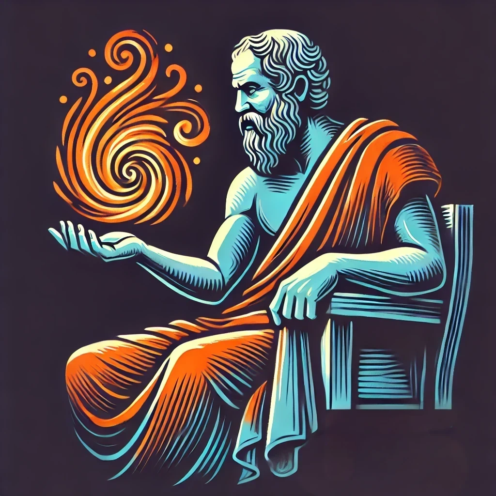 Socrates with a flame in his palm